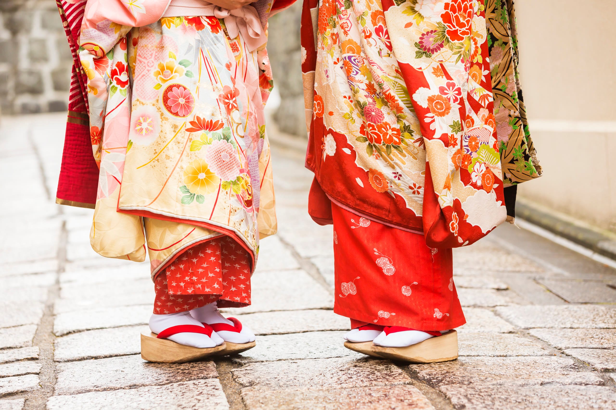 Geta on the stone lanes of Kyoto