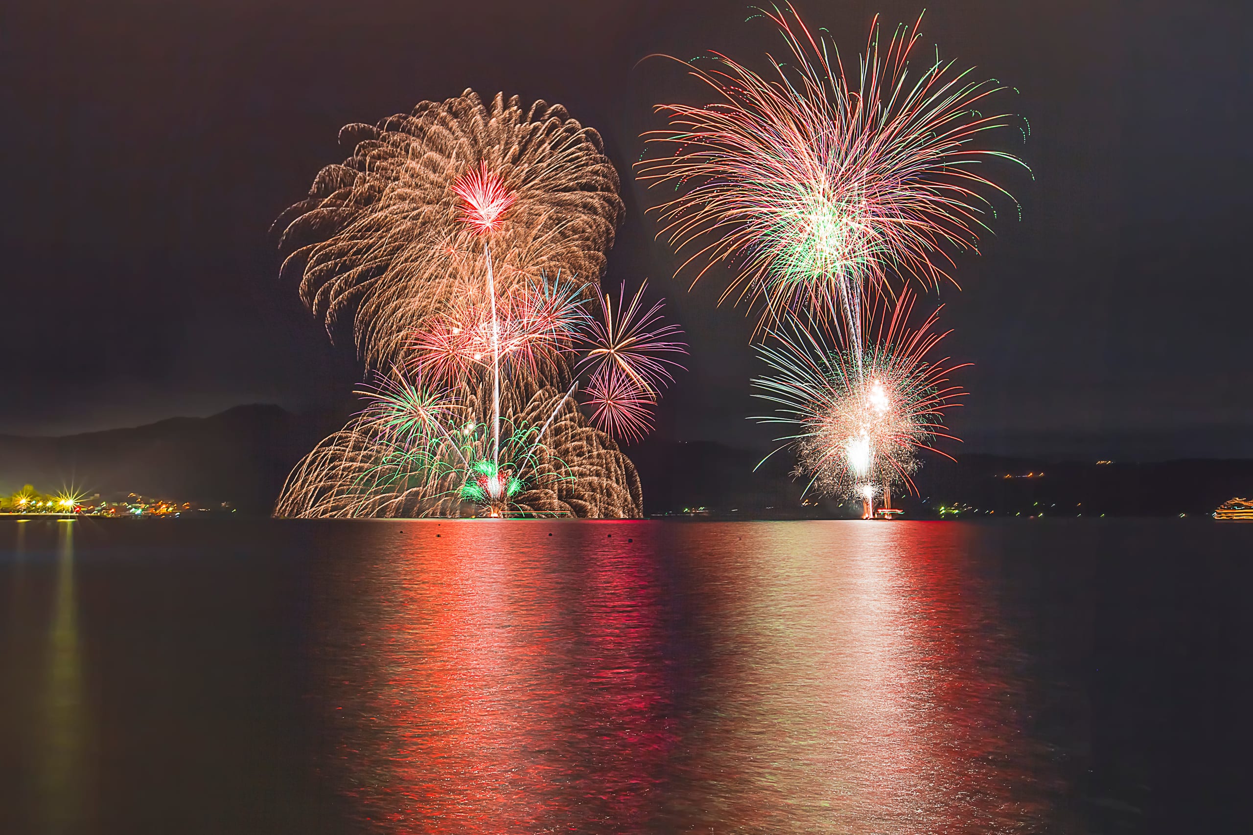 Fireworks over the water, every night